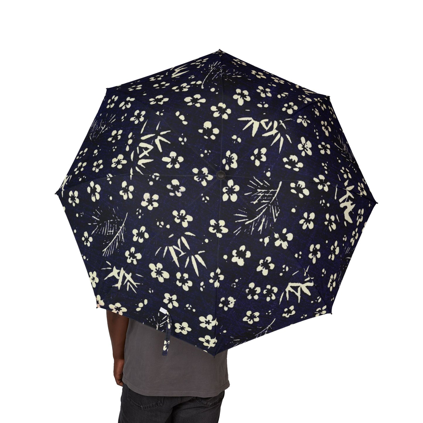 Taisho Kasakasa Stories - Shochikubai Indigo Chiyogami Umbrella - Pine Bamboo Plum Lucky Pattern 1926