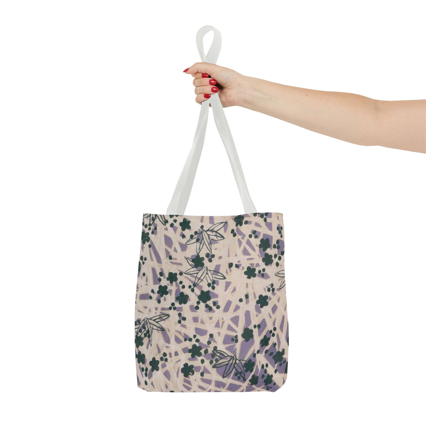 Meiji Era Bamboo & Flower Tote Bag | 1901 Zuan Hyakushu | Purple & Green Japanese Art