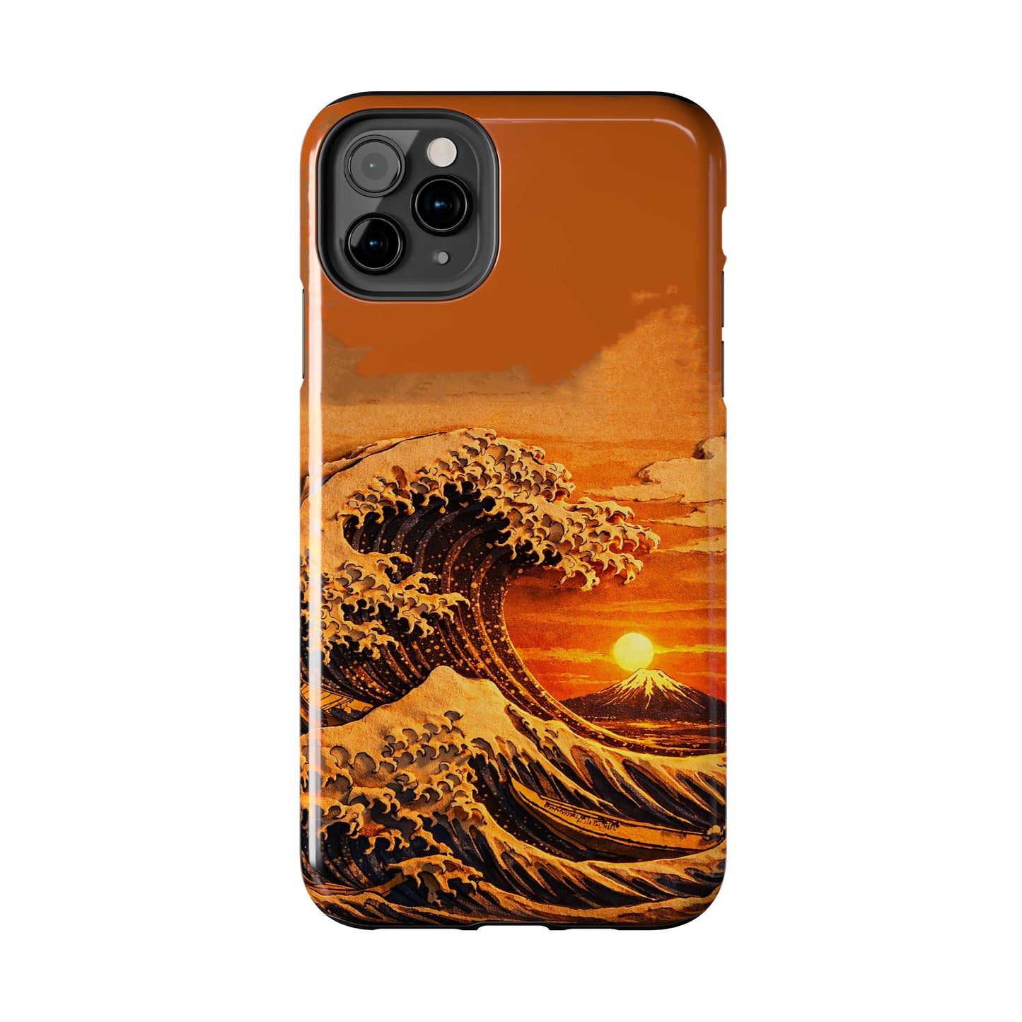 Japanese Great Wave Sunset Phone Case | Hokusai 3D Art Sunset Glow | Edo Era Masterpiece