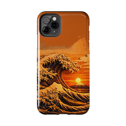 Japanese Great Wave Sunset Phone Case | Hokusai 3D Art Sunset Glow | Edo Era Masterpiece