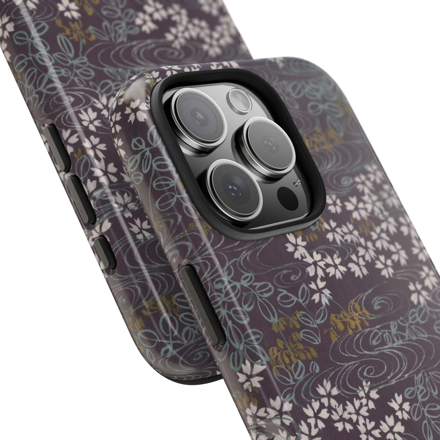 Meiji Era Sakura River Phone Case | 1901 Zuan Hyakushu | Wisteria Purple Japanese Art