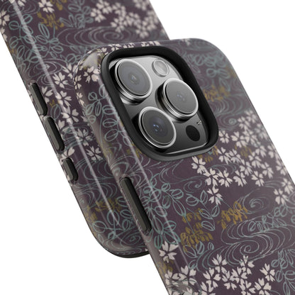 Meiji Era Sakura River Phone Case | 1901 Zuan Hyakushu | Wisteria Purple Japanese Art