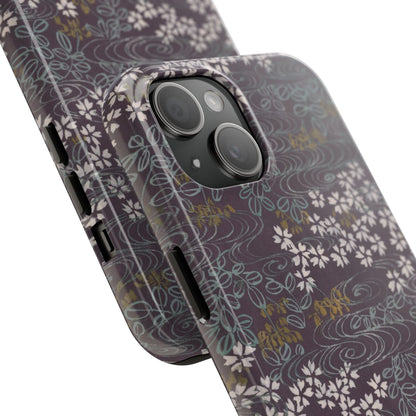 Meiji Era Sakura River Phone Case | 1901 Zuan Hyakushu | Wisteria Purple Japanese Art