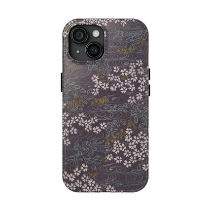 Meiji Era Sakura River Phone Case | 1901 Zuan Hyakushu | Wisteria Purple Japanese Art