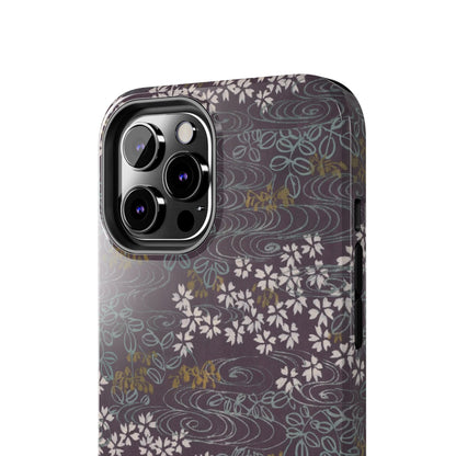 Meiji Era Sakura River Phone Case | 1901 Zuan Hyakushu | Wisteria Purple Japanese Art