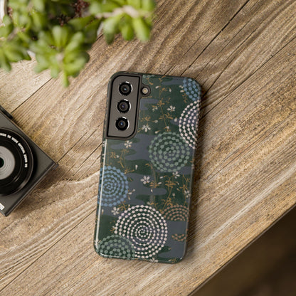Meiji Era Uzumaki Spiral Phone Case | 1901 Zuan Hyakushu | Tokiwa Green Japanese Art