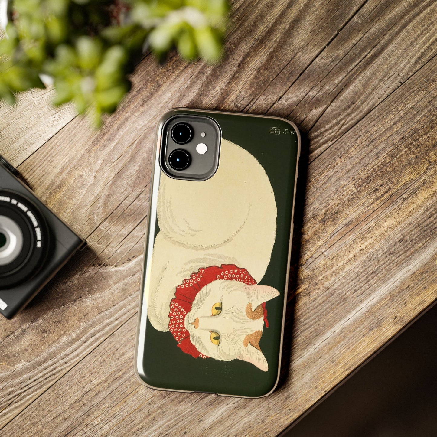 Taisho Era Lucky White Cat Phone Case | 1921 Japanese Woodblock Art | Zen Cat Design