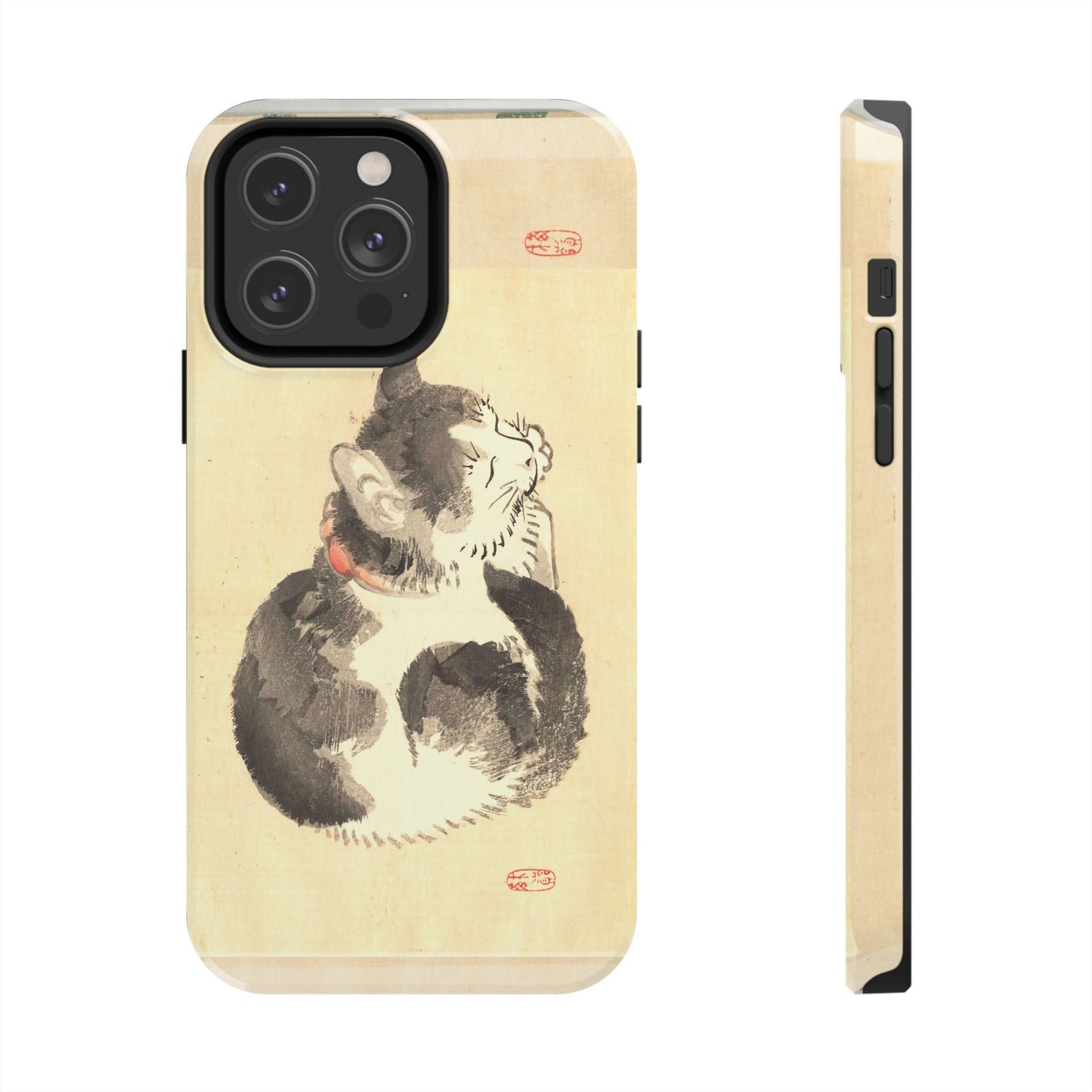 Sleeping Cat Japanese Art Phone Case | Meiji Era Bairei Kono Woodblock | Vintage Cat Illustration 1887