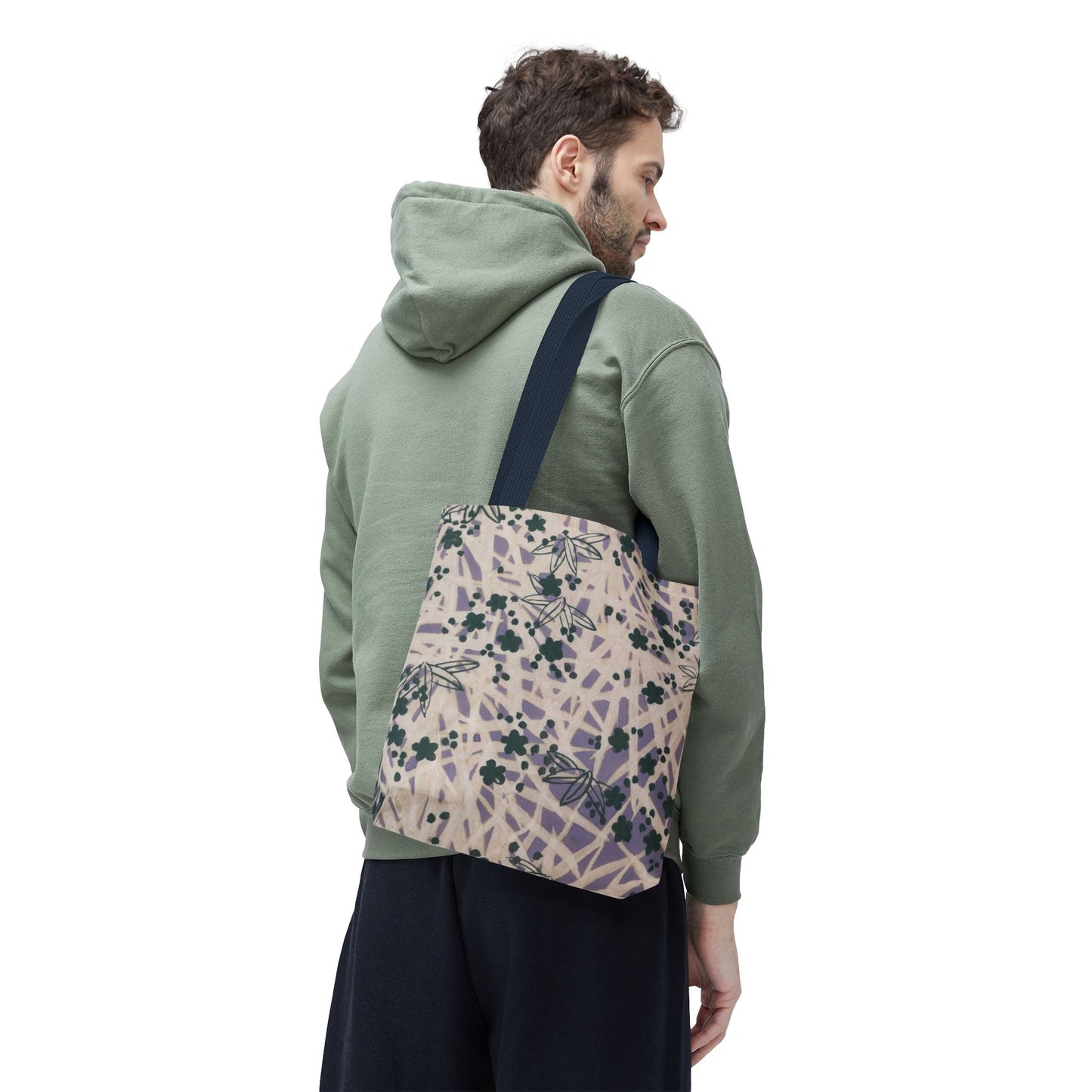 Meiji Era Bamboo & Flower Tote Bag | 1901 Zuan Hyakushu | Purple & Green Japanese Art