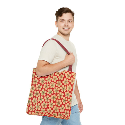 Meiji Era Sakura Blossom Tote Bag | "Chiyogami Mihon" Japanese Archive Art | Red & White Floral