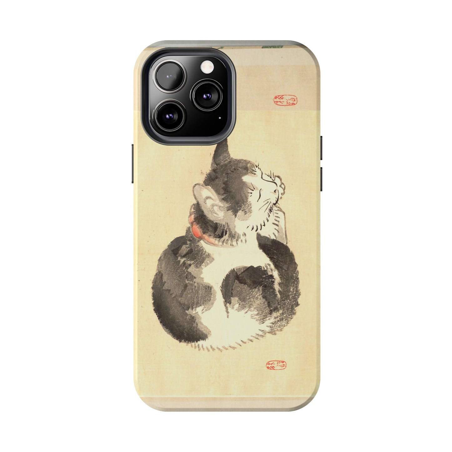 Sleeping Cat Japanese Art Phone Case | Meiji Era Bairei Kono Woodblock | Vintage Cat Illustration 1887