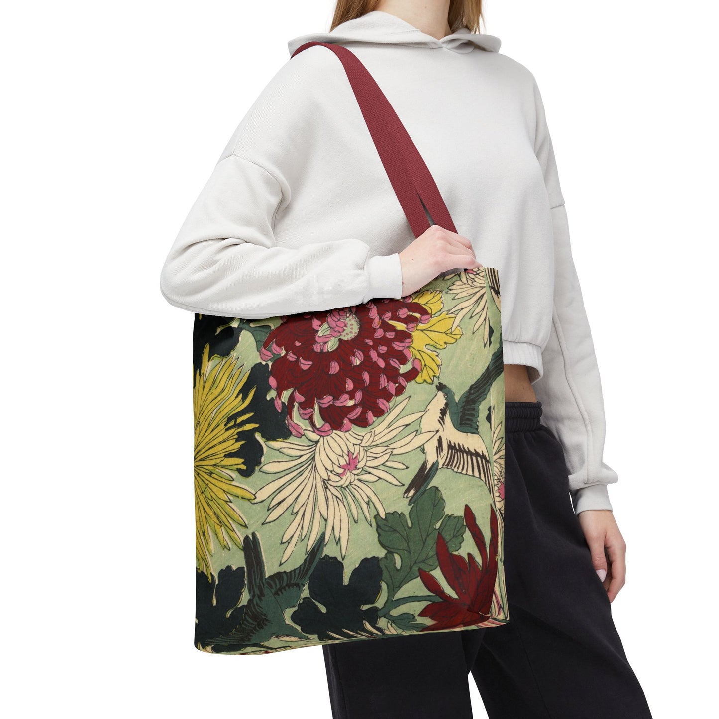 Japanese Chiyogami Floral Tote Bag – Traditional Washi Pattern Inspired by Taisho Era Design