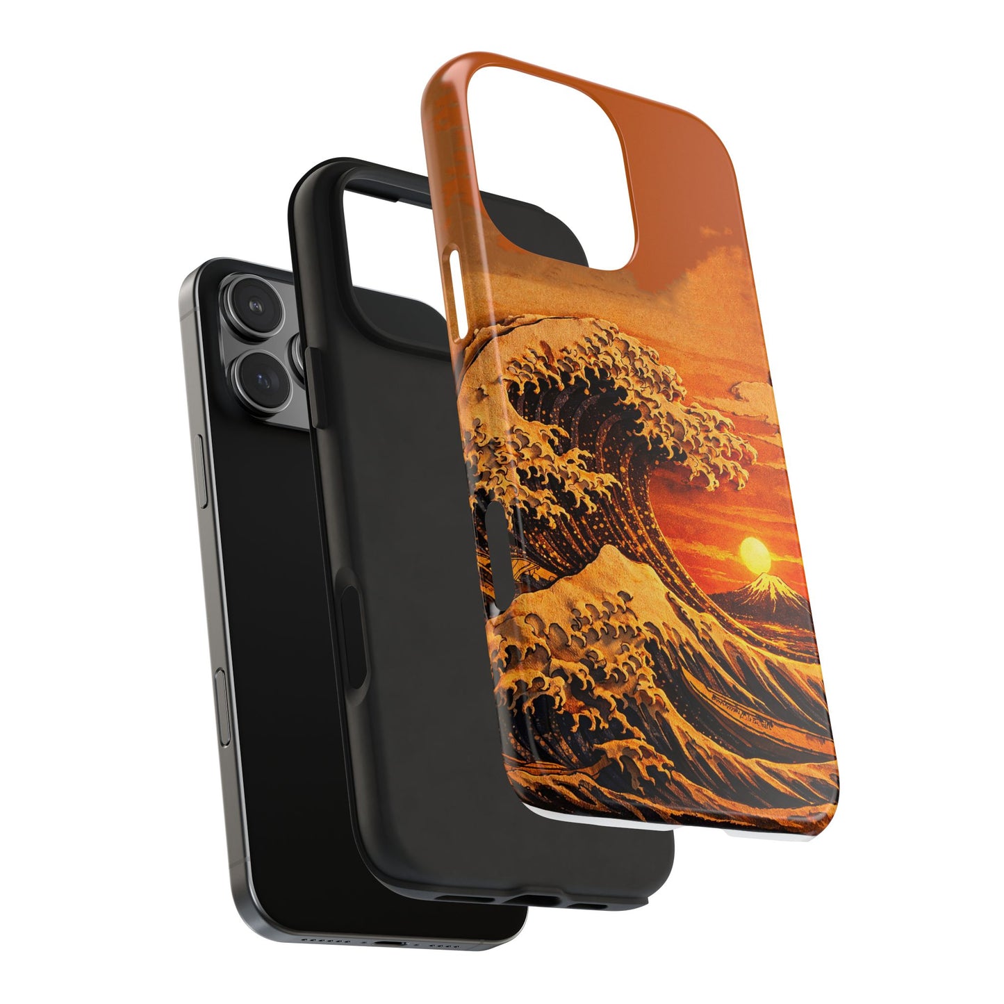 Japanese Great Wave Sunset Phone Case | Hokusai 3D Art Sunset Glow | Edo Era Masterpiece