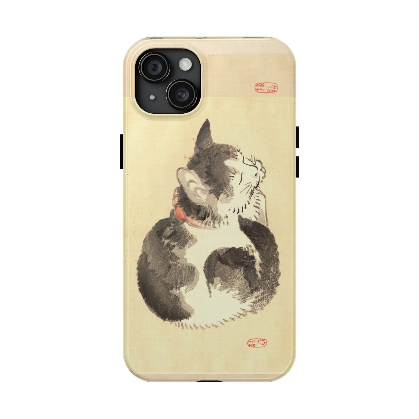 Sleeping Cat Japanese Art Phone Case | Meiji Era Bairei Kono Woodblock | Vintage Cat Illustration 1887