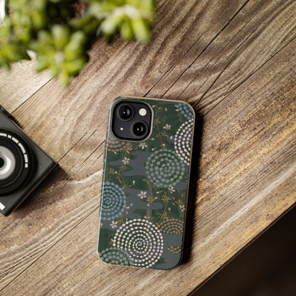 Meiji Era Uzumaki Spiral Phone Case | 1901 Zuan Hyakushu | Tokiwa Green Japanese Art