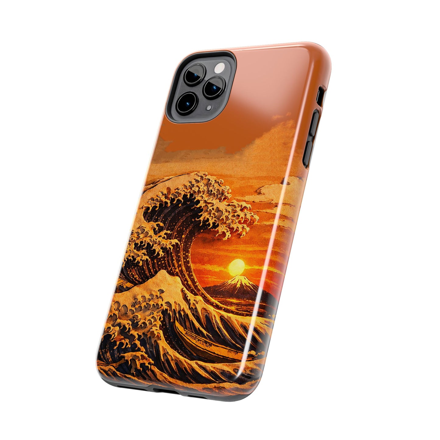 Japanese Great Wave Sunset Phone Case | Hokusai 3D Art Sunset Glow | Edo Era Masterpiece
