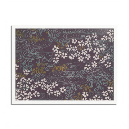 Antique Japanese Sakura River Framed Poster - Meiji Era Chiyogami Wall Art