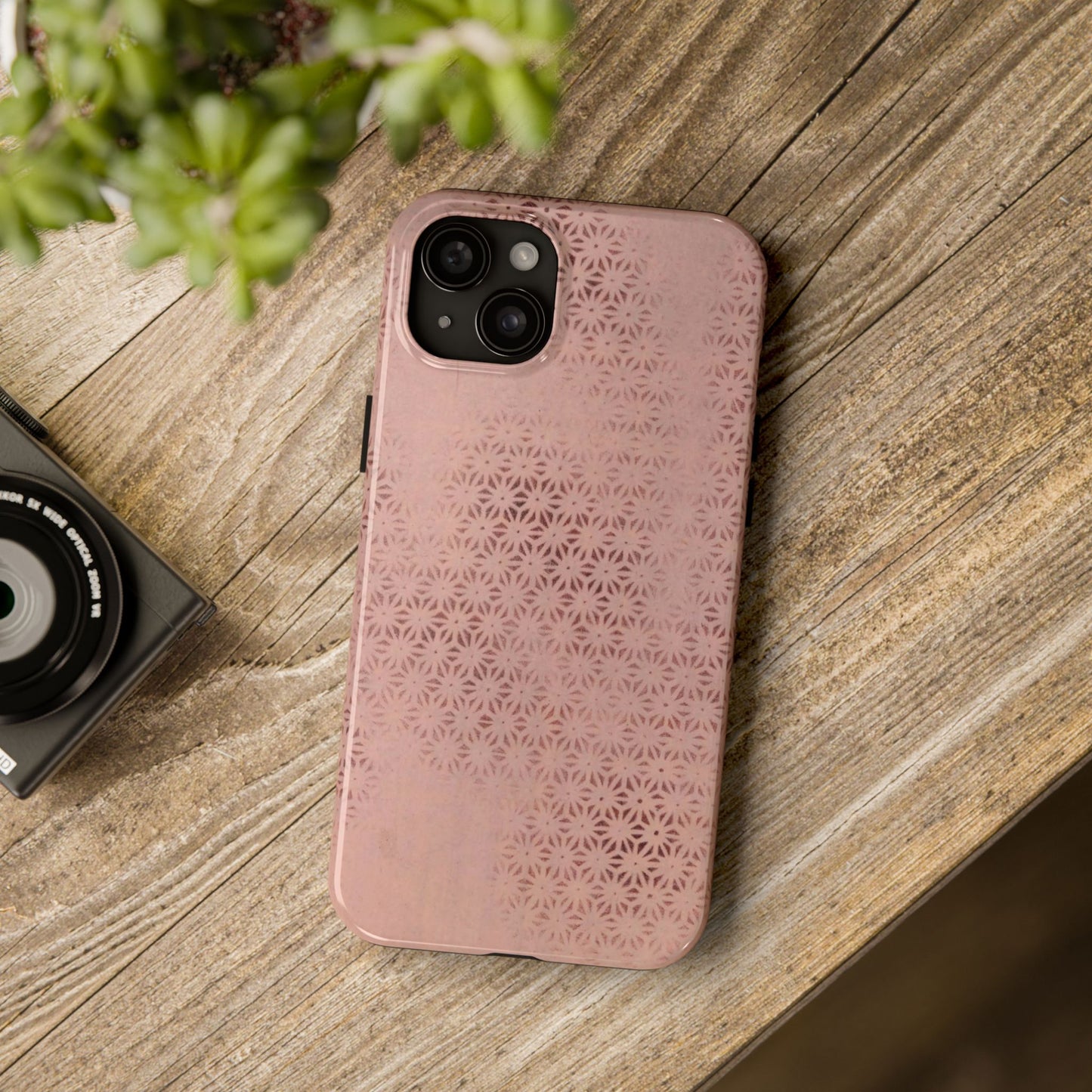 Taisho Era Pink Asanoha Phone Case | 1926 Japanese Chiyogami Art | Hemp Leaf Pattern