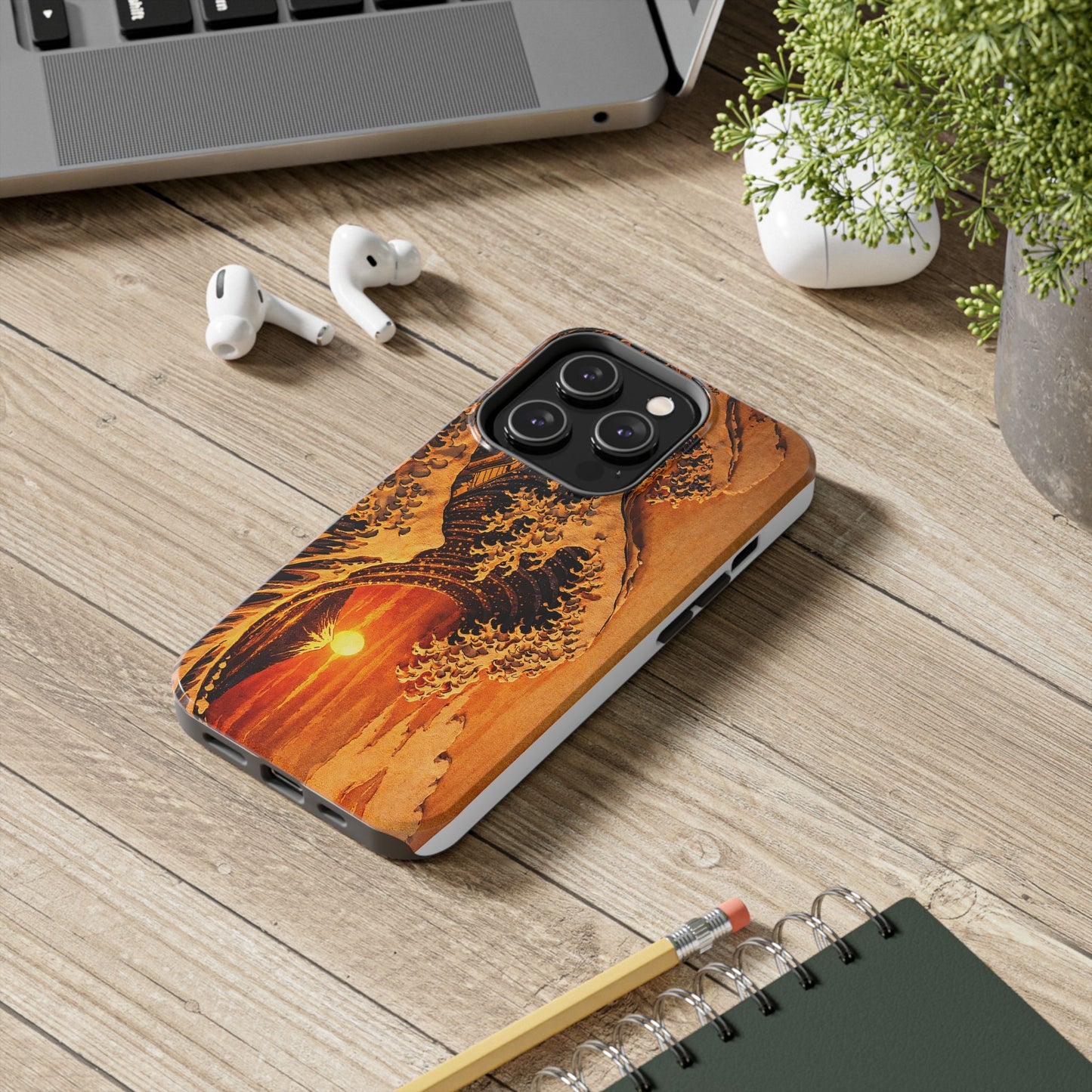 Golden Wave Tough Phone Case – Hokusai Sunset Japanese Art
