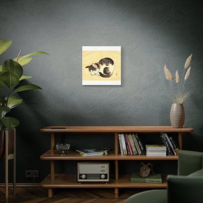 Sleeping Cat Vintage Sumi-e Canvas Print — Japanese Ink Cat Wall Art
