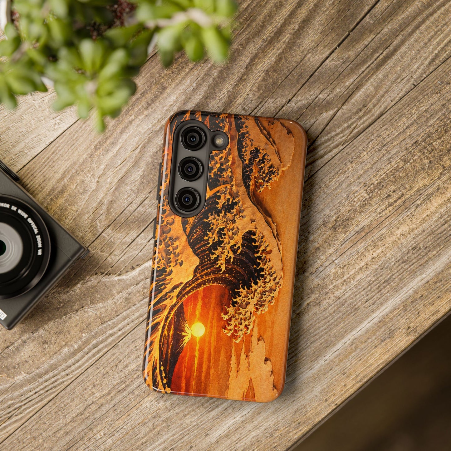 Golden Wave Tough Phone Case – Hokusai Sunset Japanese Art