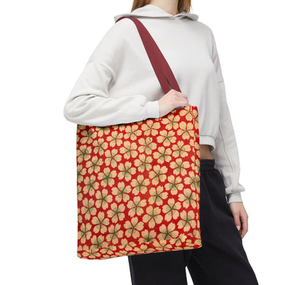 Meiji Era Sakura Blossom Tote Bag | "Chiyogami Mihon" Japanese Archive Art | Red & White Floral