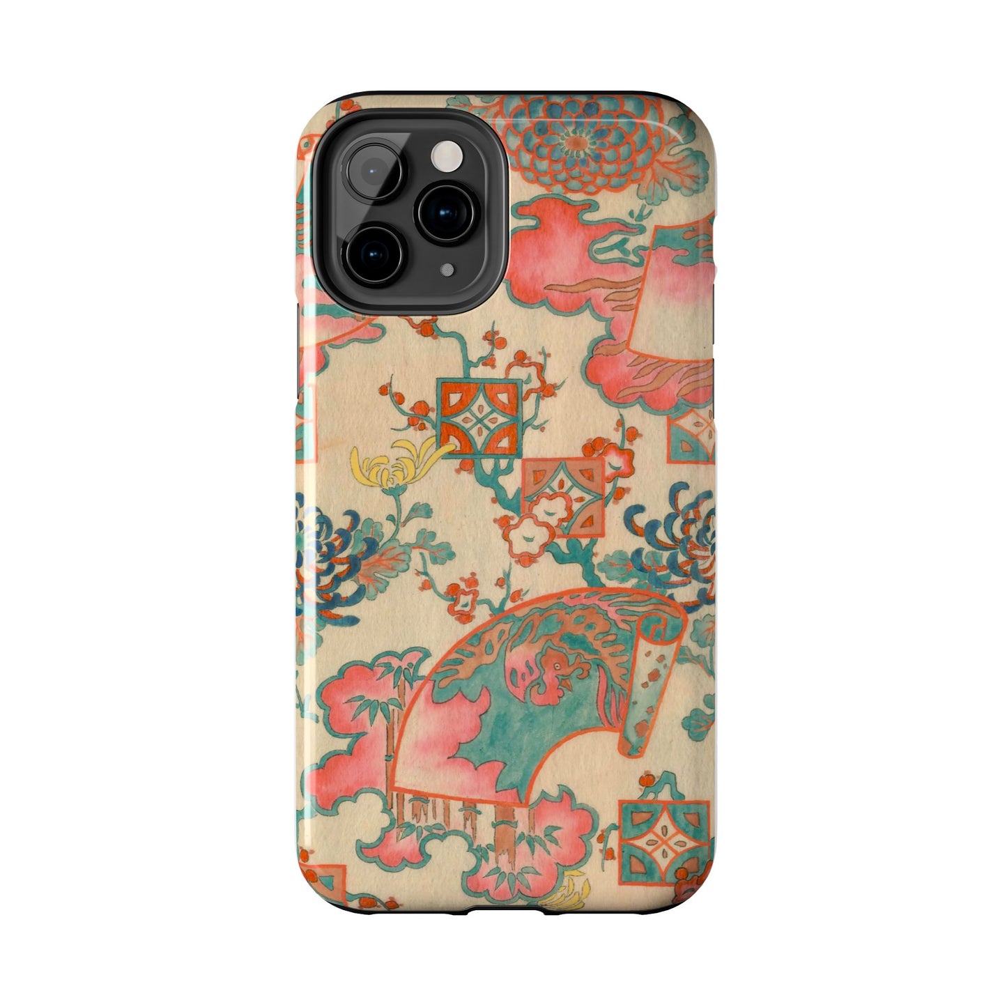 Meiji Era Fan & Chrysanthemum Phone Case | 1901 Zuan Hyakushu | Japanese Art