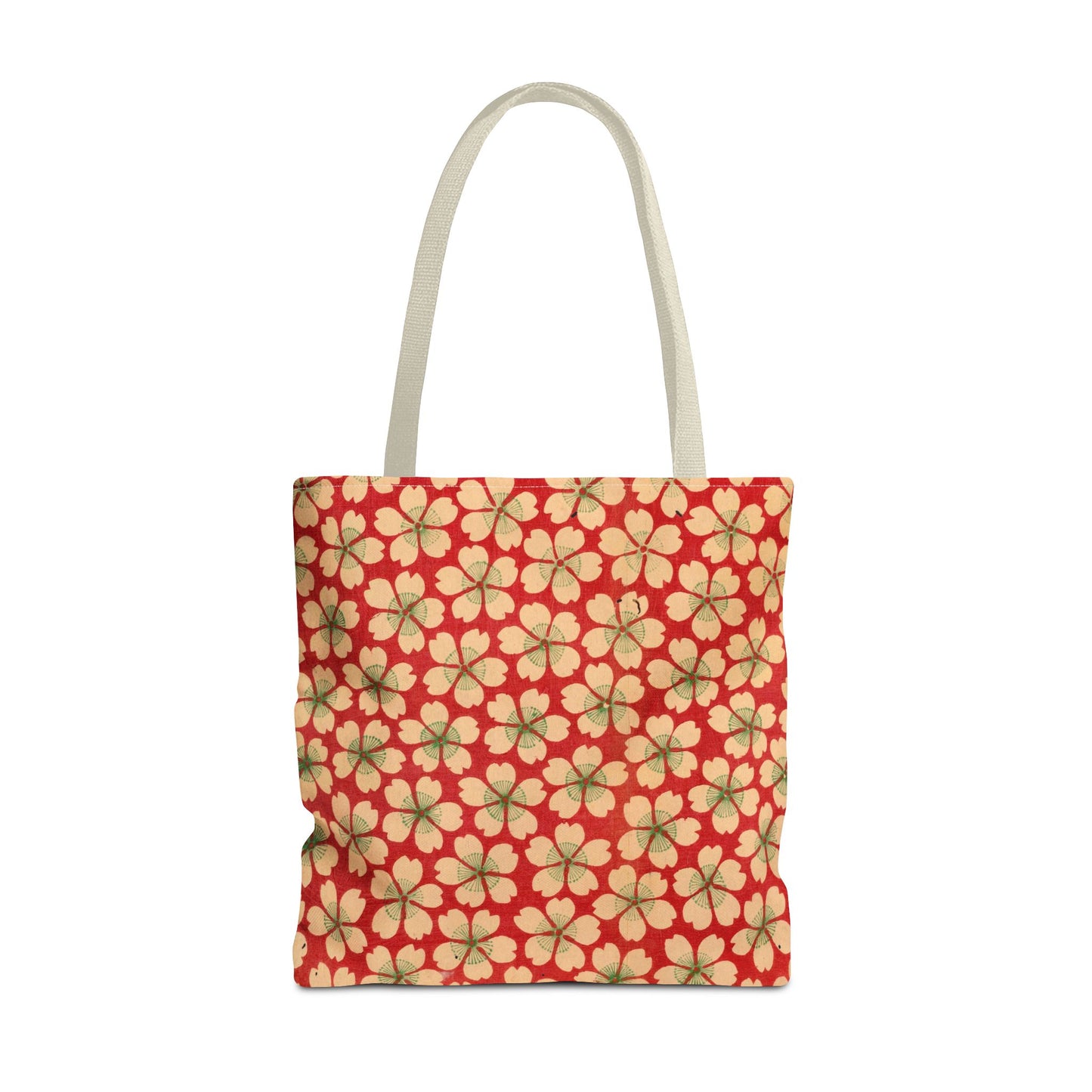 Meiji Era Sakura Blossom Tote Bag | "Chiyogami Mihon" Japanese Archive Art | Red & White Floral