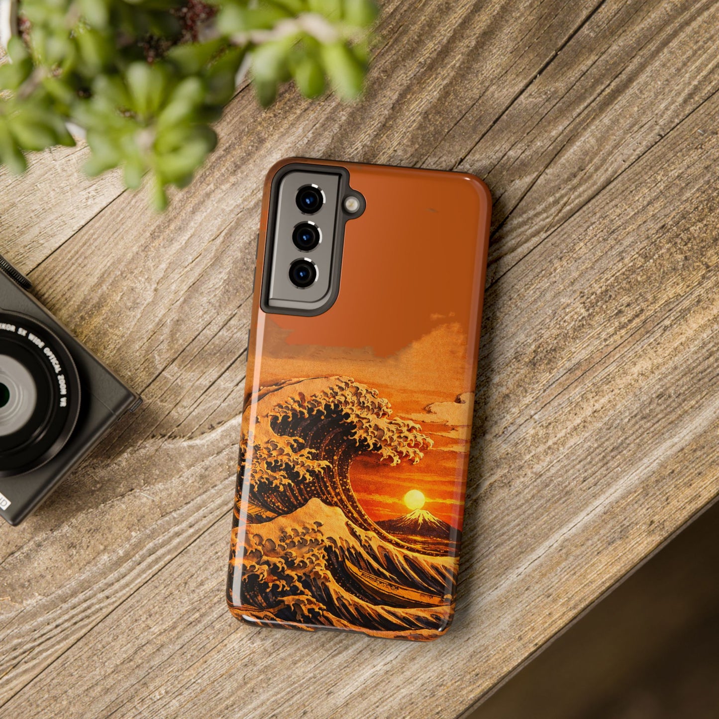 Japanese Great Wave Sunset Phone Case | Hokusai 3D Art Sunset Glow | Edo Era Masterpiece