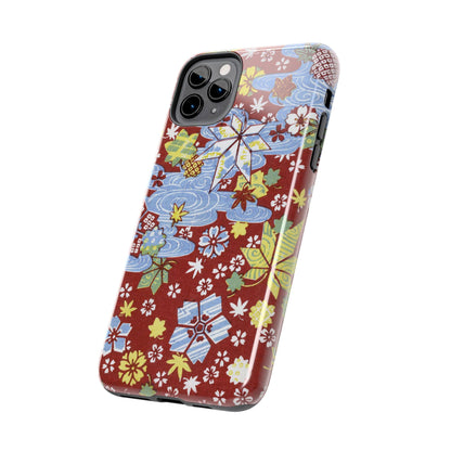 Taisho Umbrella Tales | 1926 Sakura, Momiji & Flowing Water Phone Case | Vintage Chiyogami Art
