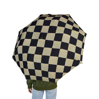 Taisho Kasakasa Stories - Black White Ichimatsu Checkered Umbrella Vintage Japanese Pattern 1926