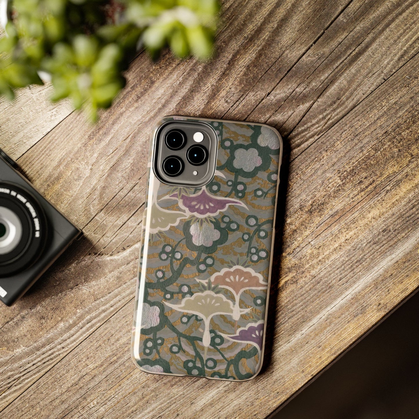 Meiji Era Dancing Cranes & Plum Phone Case | 1901 Zuan Hyakushu | Gold & Silver Japanese Art