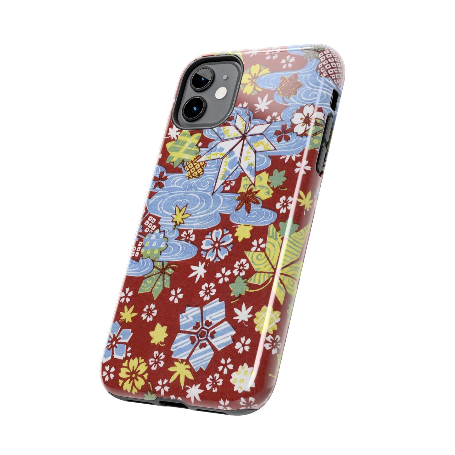 Taisho Umbrella Tales | 1926 Sakura, Momiji & Flowing Water Phone Case | Vintage Chiyogami Art