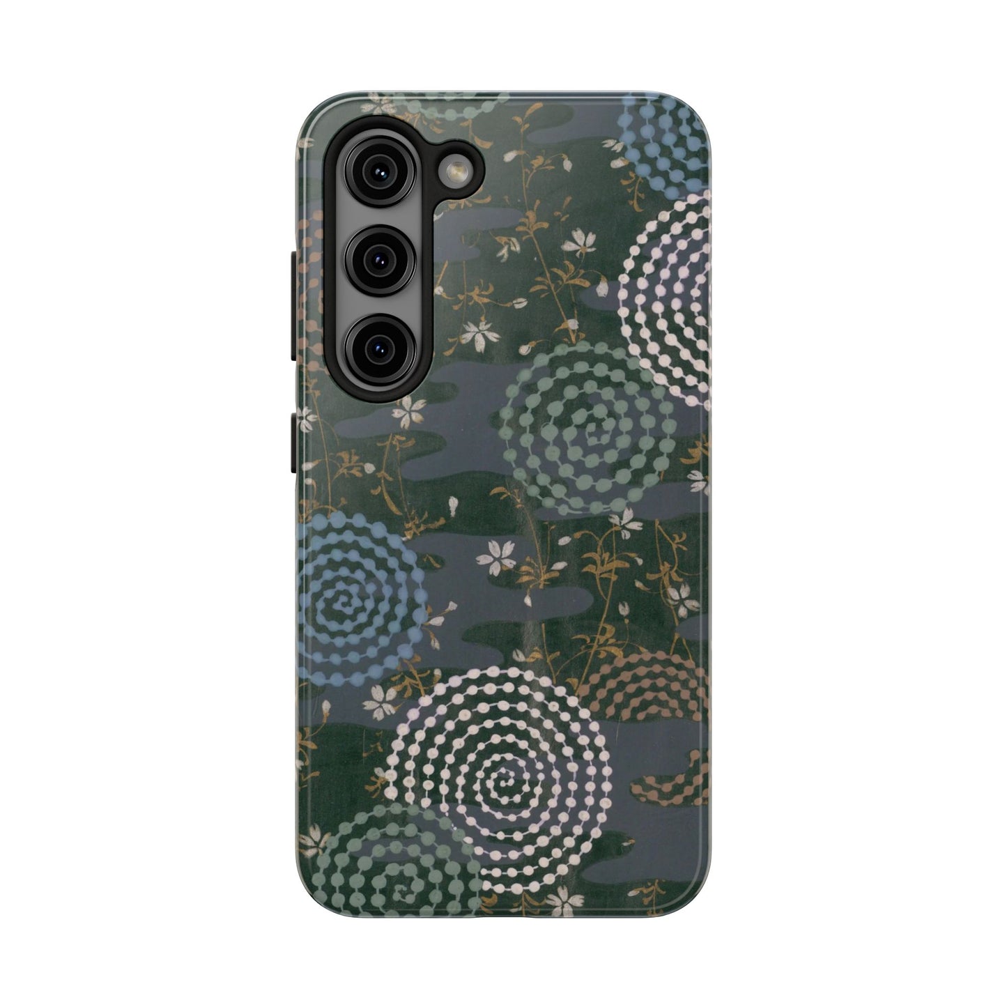 Meiji Era Uzumaki Spiral Phone Case | 1901 Zuan Hyakushu | Tokiwa Green Japanese Art