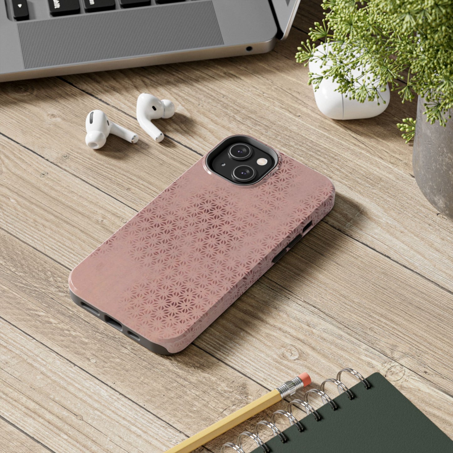 Taisho Era Pink Asanoha Phone Case | 1926 Japanese Chiyogami Art | Hemp Leaf Pattern