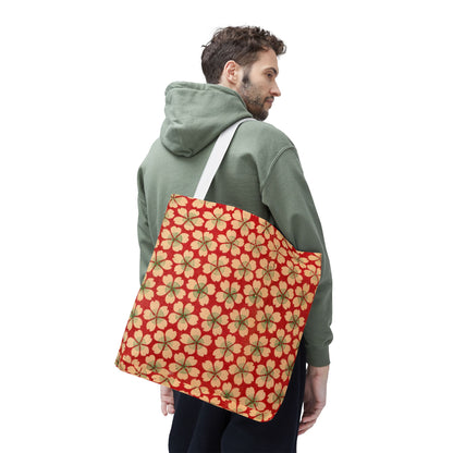 Meiji Era Sakura Blossom Tote Bag | "Chiyogami Mihon" Japanese Archive Art | Red & White Floral