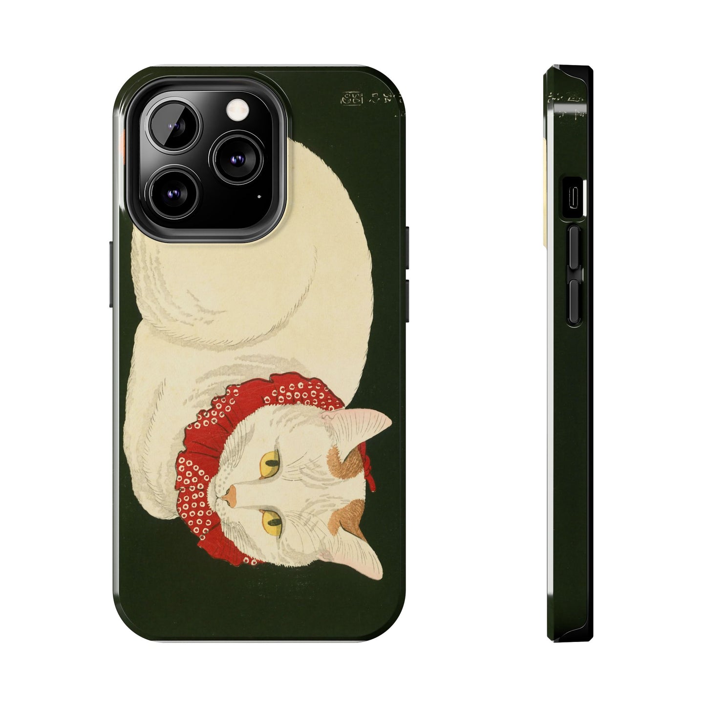 Taisho Era Lucky White Cat Phone Case | 1921 Japanese Woodblock Art | Zen Cat Design