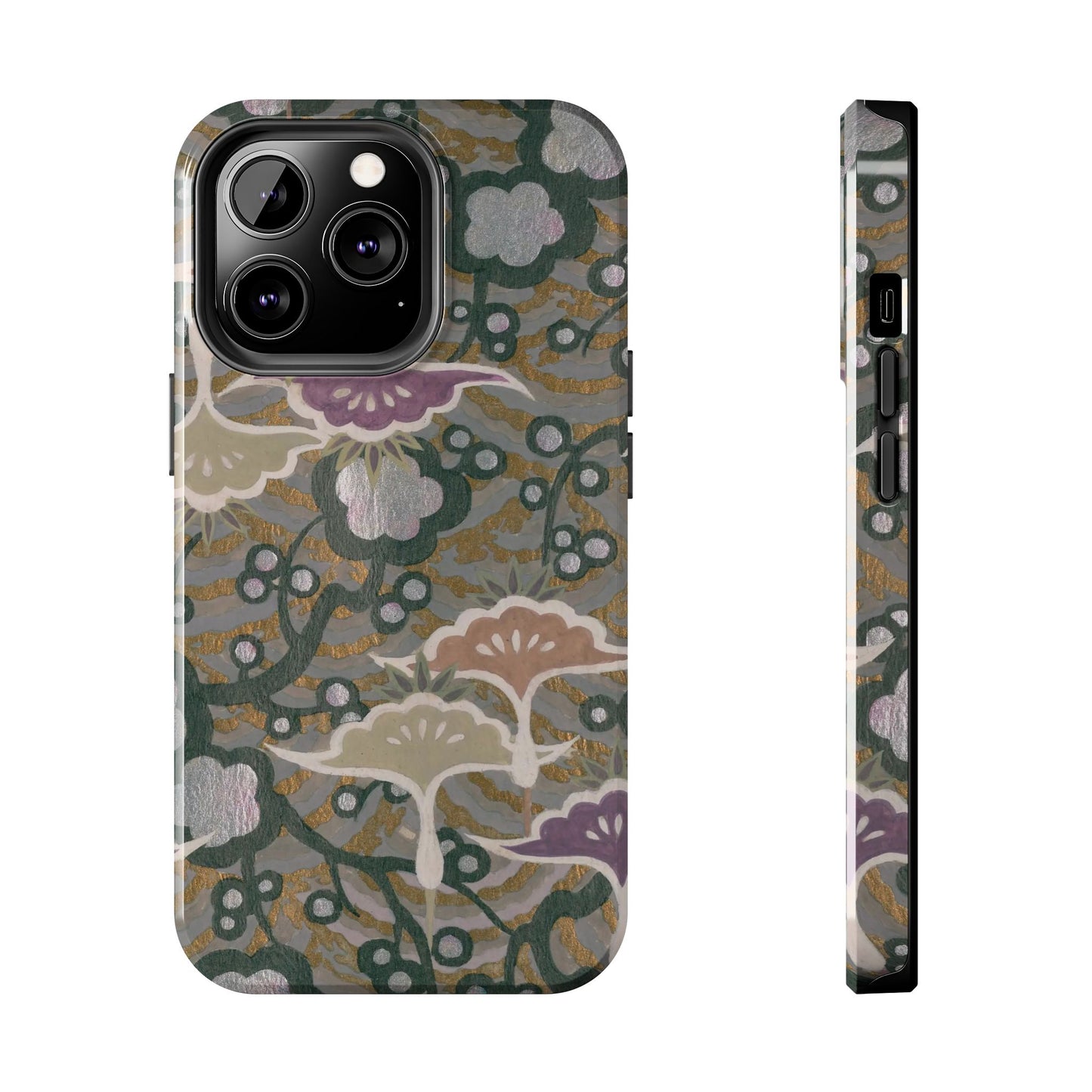 Meiji Era Dancing Cranes & Plum Phone Case | 1901 Zuan Hyakushu | Gold & Silver Japanese Art