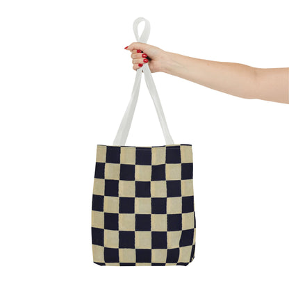 Black & White Ichimatsu Checkered Tote Bag – Japanese Traditional Pattern, Minimalist Everyday Bag