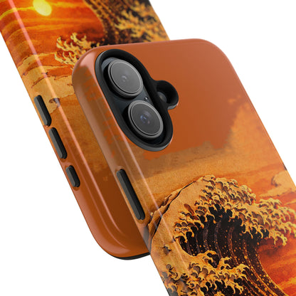 Japanese Great Wave Sunset Phone Case | Hokusai 3D Art Sunset Glow | Edo Era Masterpiece