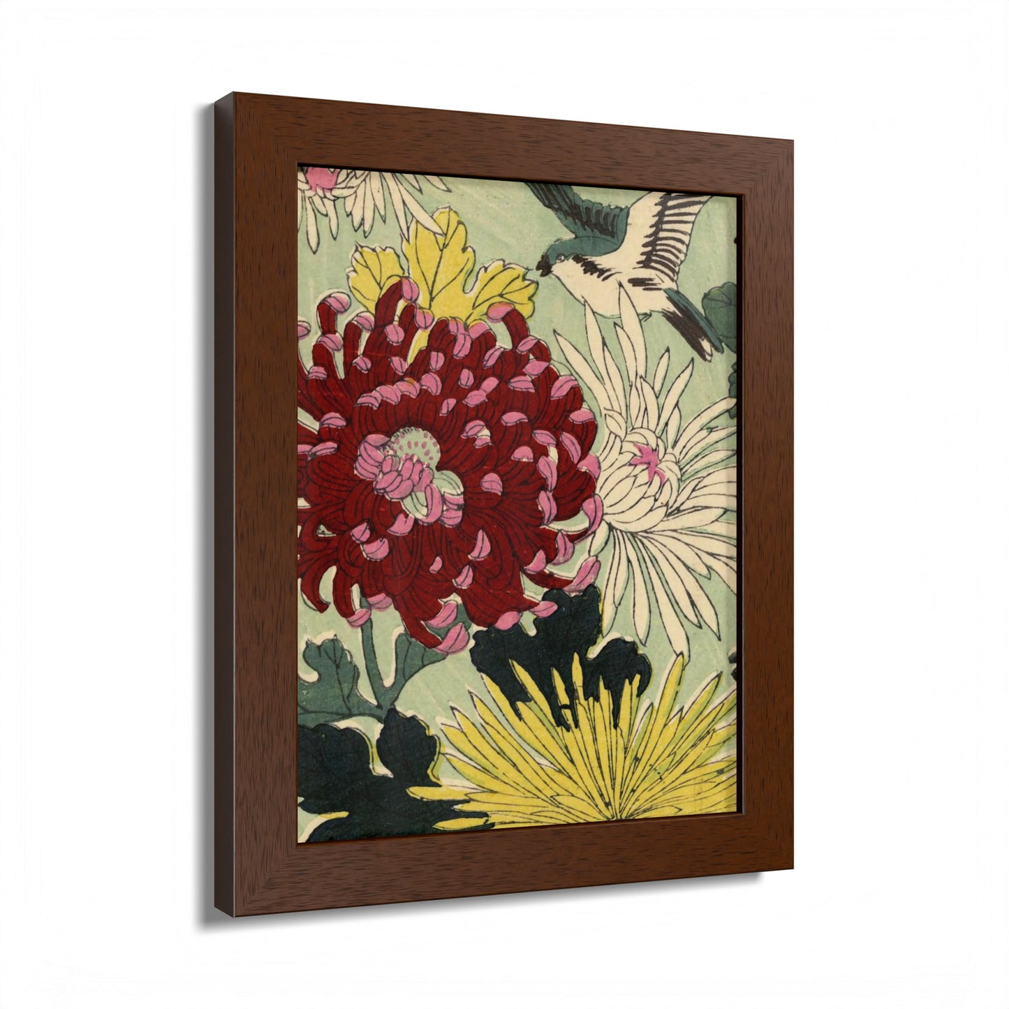 Chrysanthemum Japanese Chiyogami Framed Poster – Vintage 1924 Kikuo Hirose | Maru no Kagishippo