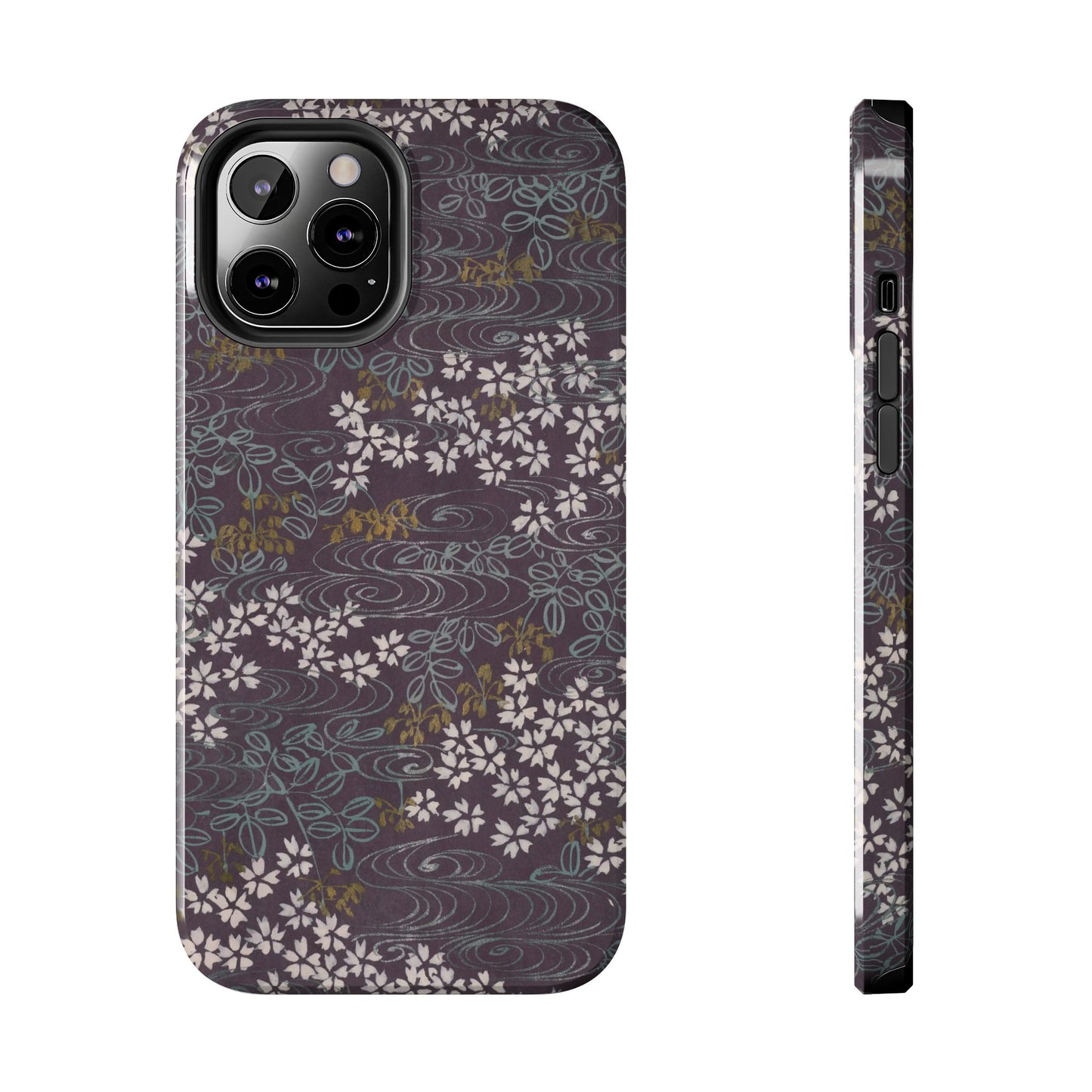 Meiji Era Sakura River Phone Case | 1901 Zuan Hyakushu | Wisteria Purple Japanese Art