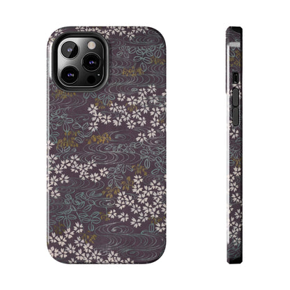 Meiji Era Sakura River Phone Case | 1901 Zuan Hyakushu | Wisteria Purple Japanese Art