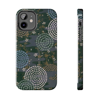 Meiji Era Uzumaki Spiral Phone Case | 1901 Zuan Hyakushu | Tokiwa Green Japanese Art
