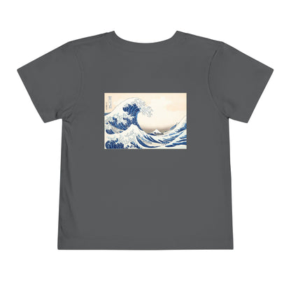 Great Wave off Kanagawa Toddler T-Shirt - Hokusai Japanese Art Back Print Kids Tee