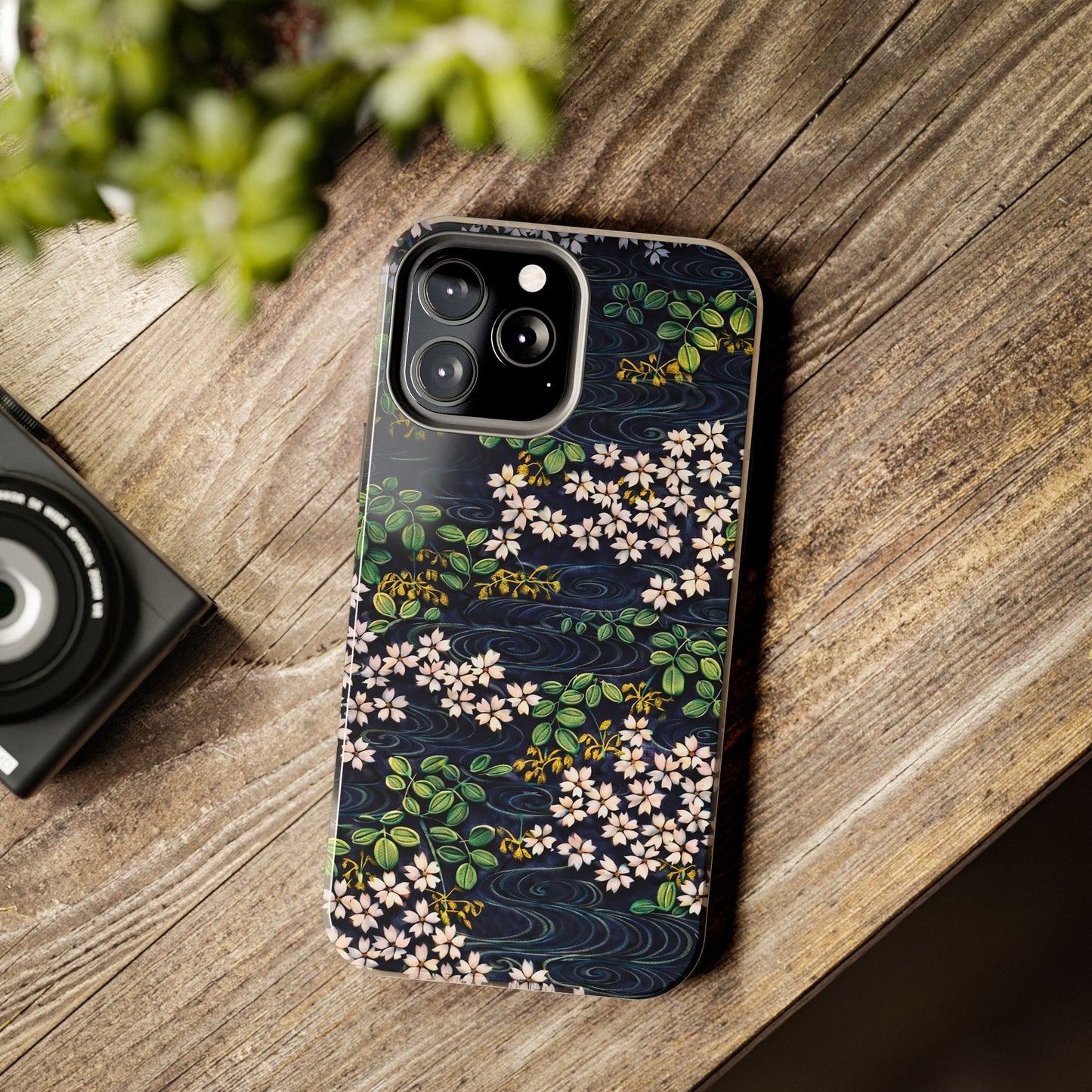 Sakura River Night Phone Case – Japanese Chiyogami Inspired Design