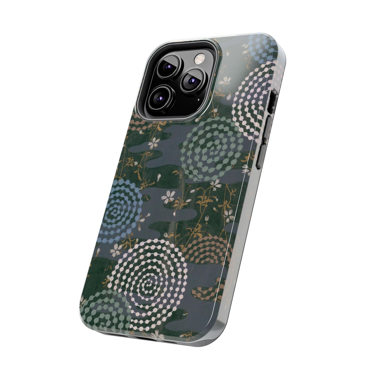 Meiji Era Uzumaki Spiral Phone Case | 1901 Zuan Hyakushu | Tokiwa Green Japanese Art