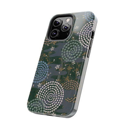 Meiji Era Uzumaki Spiral Phone Case | 1901 Zuan Hyakushu | Tokiwa Green Japanese Art
