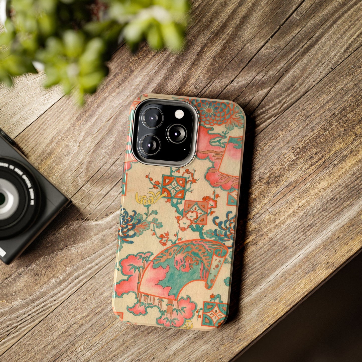 Meiji Era Fan & Chrysanthemum Phone Case | 1901 Zuan Hyakushu | Japanese Art