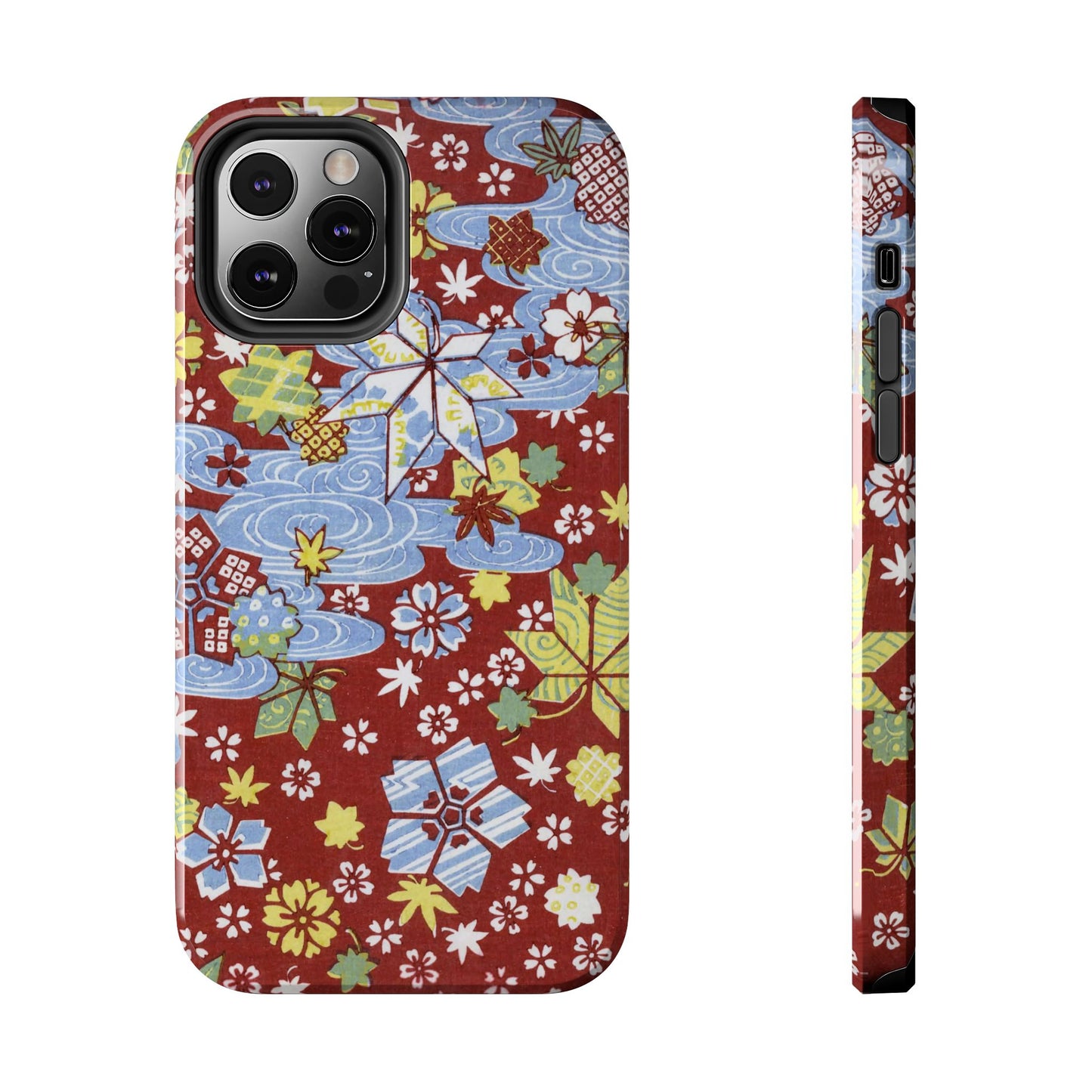 Taisho Umbrella Tales | 1926 Sakura, Momiji & Flowing Water Phone Case | Vintage Chiyogami Art